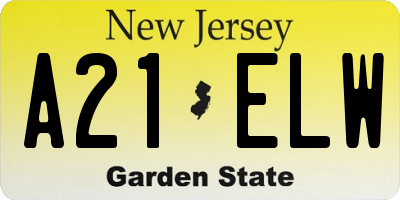 NJ license plate A21ELW