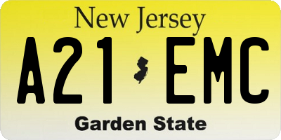 NJ license plate A21EMC