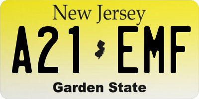 NJ license plate A21EMF