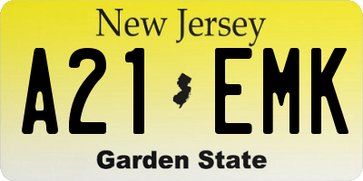 NJ license plate A21EMK