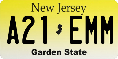 NJ license plate A21EMM