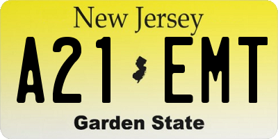 NJ license plate A21EMT