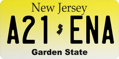 NJ license plate A21ENA