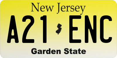 NJ license plate A21ENC