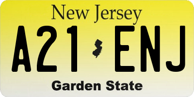 NJ license plate A21ENJ