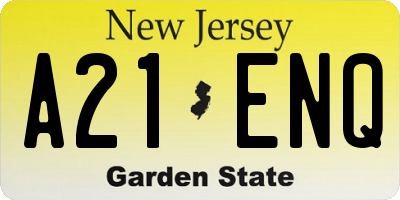 NJ license plate A21ENQ
