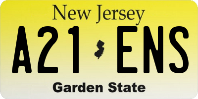 NJ license plate A21ENS