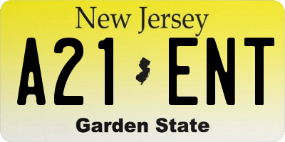 NJ license plate A21ENT