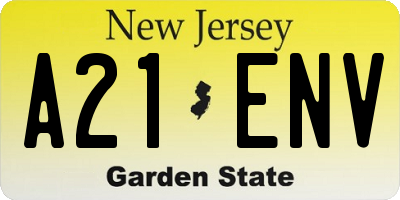 NJ license plate A21ENV