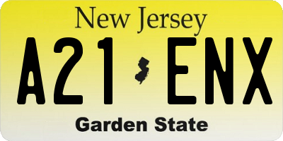 NJ license plate A21ENX