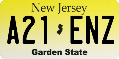 NJ license plate A21ENZ