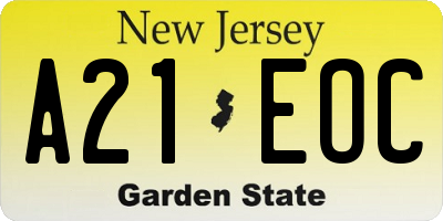 NJ license plate A21EOC