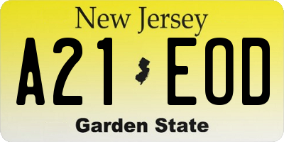 NJ license plate A21EOD