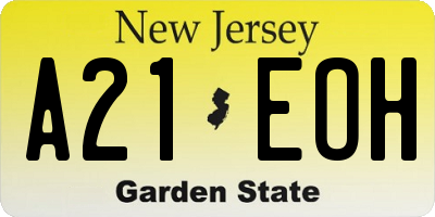 NJ license plate A21EOH