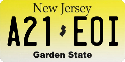 NJ license plate A21EOI