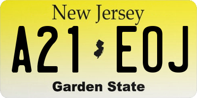 NJ license plate A21EOJ