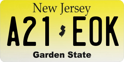 NJ license plate A21EOK