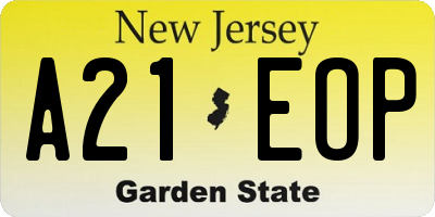 NJ license plate A21EOP