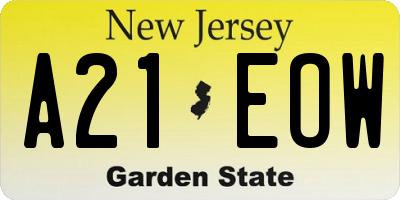 NJ license plate A21EOW