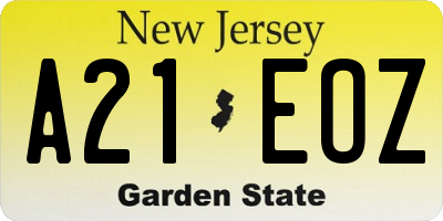 NJ license plate A21EOZ