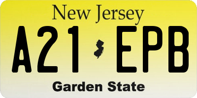 NJ license plate A21EPB
