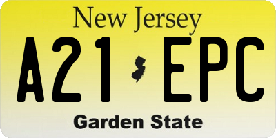 NJ license plate A21EPC