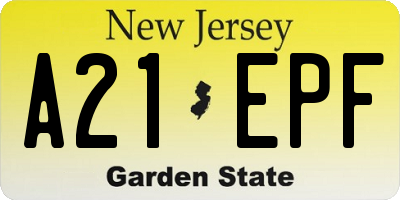 NJ license plate A21EPF