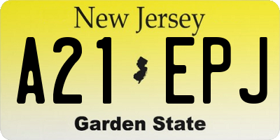 NJ license plate A21EPJ