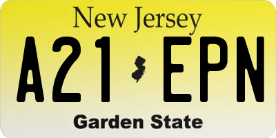 NJ license plate A21EPN