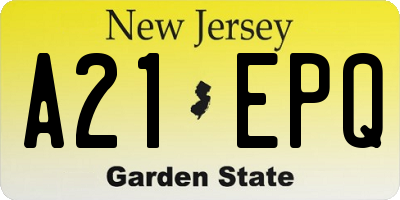 NJ license plate A21EPQ