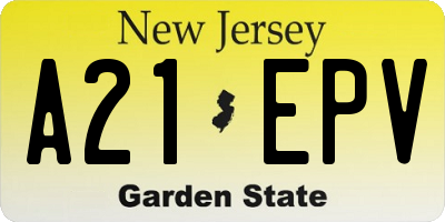 NJ license plate A21EPV