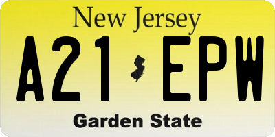 NJ license plate A21EPW
