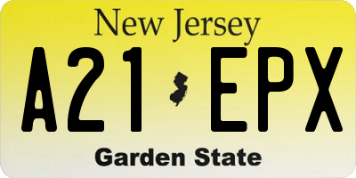NJ license plate A21EPX