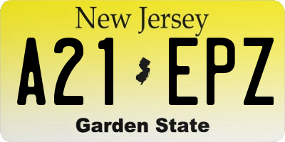 NJ license plate A21EPZ