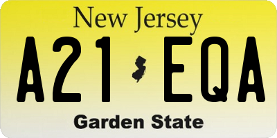 NJ license plate A21EQA