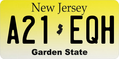 NJ license plate A21EQH