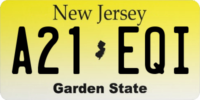 NJ license plate A21EQI