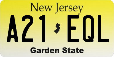 NJ license plate A21EQL