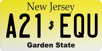 NJ license plate A21EQU