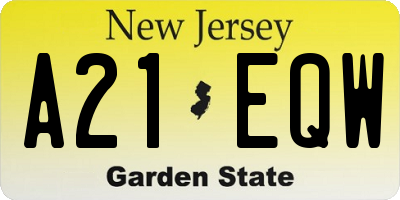 NJ license plate A21EQW