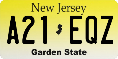 NJ license plate A21EQZ