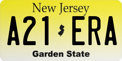 NJ license plate A21ERA