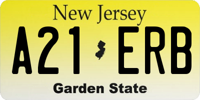 NJ license plate A21ERB