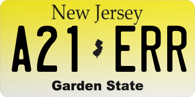NJ license plate A21ERR
