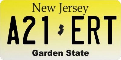 NJ license plate A21ERT