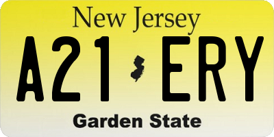 NJ license plate A21ERY