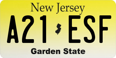 NJ license plate A21ESF
