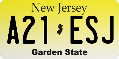 NJ license plate A21ESJ