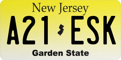 NJ license plate A21ESK