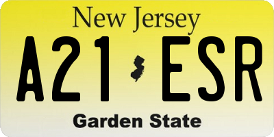 NJ license plate A21ESR